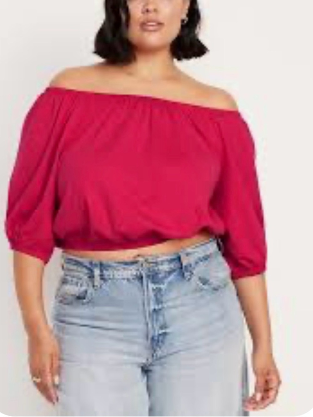 Women's Old navy Medium Fuchsia pink Off-Shoulder Peasant Top blouse 100% cotton
